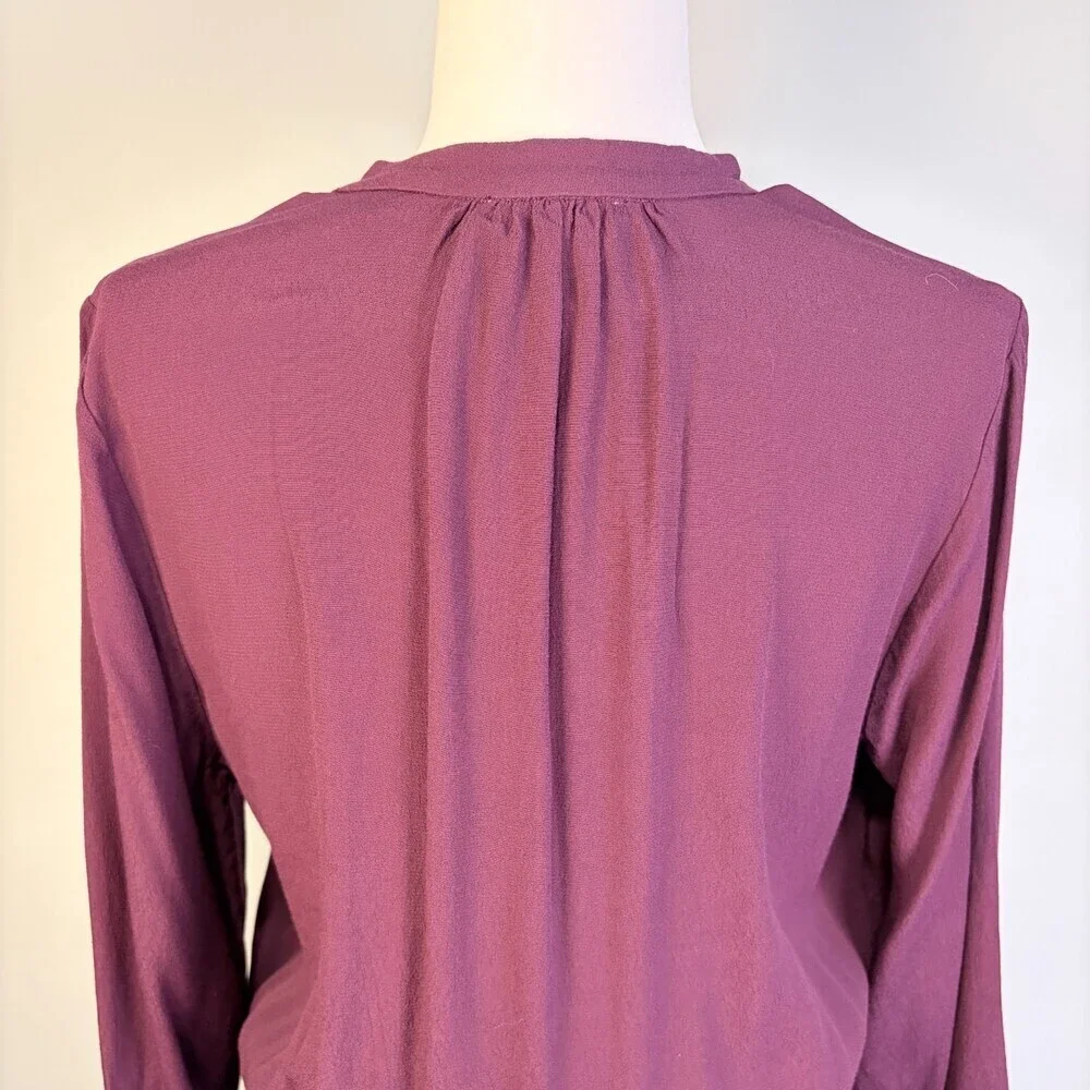 Babaton Shirt Dress Long Sleeve Tie Waist Corporate Girlie Burgundy Size Large - Picture 11 of 13